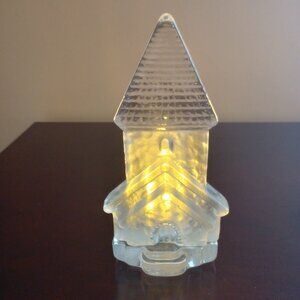 Swedish Glass Votive Candle Holder Nordic Church Clear and Frosted Glass